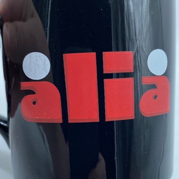Black Coffee Mug with Red Alia Logo Ladies Clothing Store Advertising Vintage - Picture 2 of 9